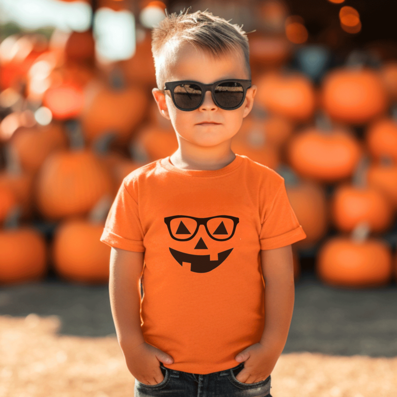 pumpkin face with glasses