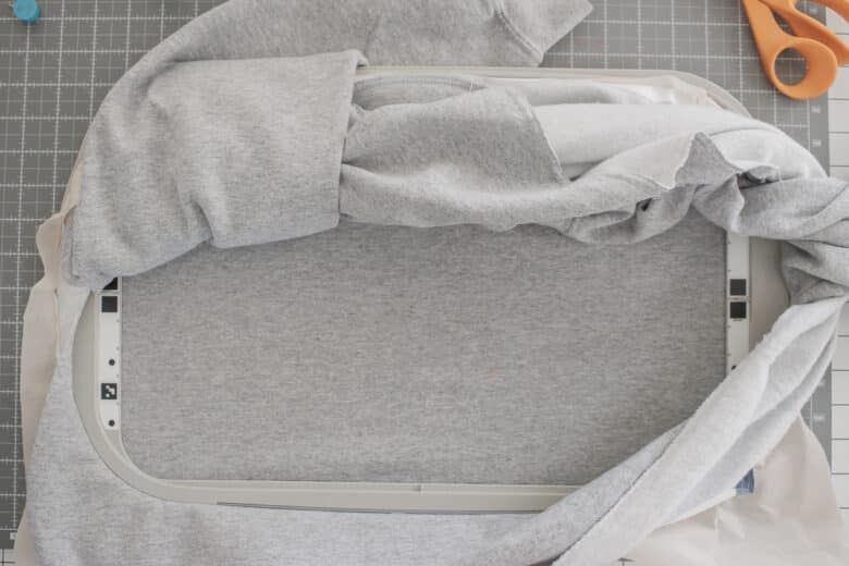 back of shirt can be pulled up and out of the way