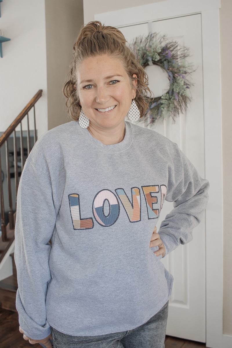loved reverse applique sweatshirt