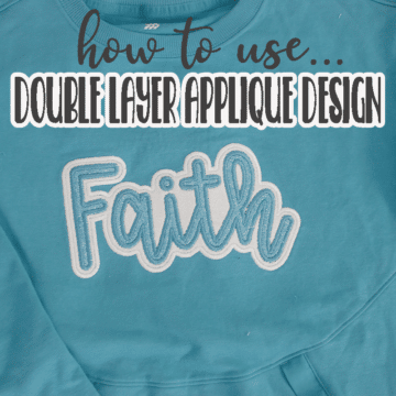 learn how to use a satin stitch double layer applique design to create beautiful applique shirts. Use two layers of glitter heat transfer to embroider amazing works and designs to sew custom clothing.