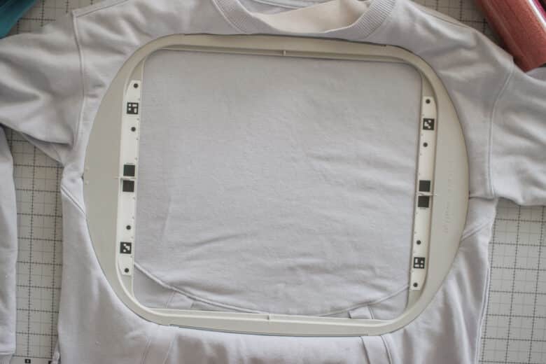 hooped shirt for embroidery