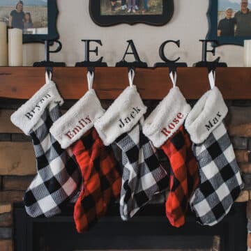 how to sew cozy blanket stockings with a free pdf pattern. personalize with embroidery