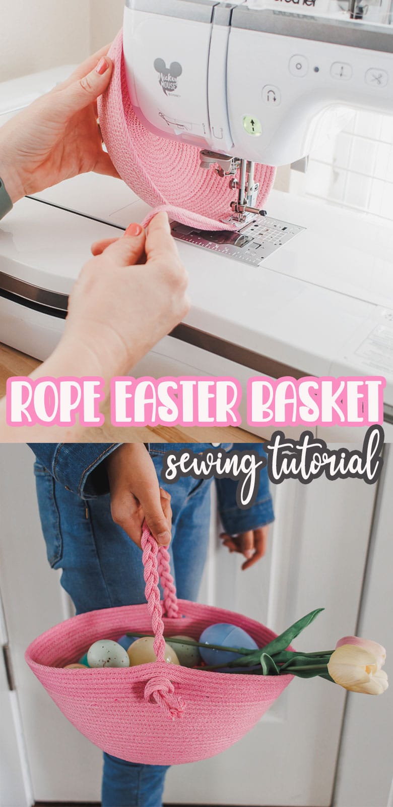 How to sew a rope Easter basket. Sew a rope basket for Easter with beautiful, colorful cotton rope in any size for Easter.