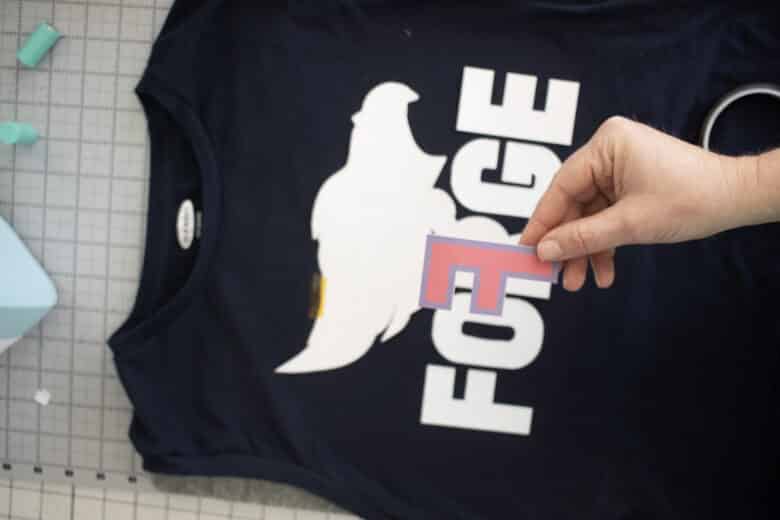 place sublimation design face down on top of vinyl