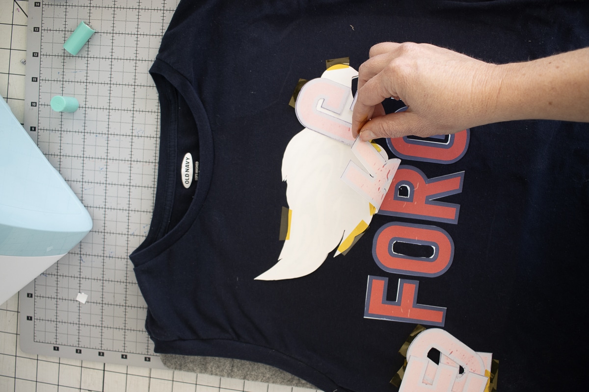 make sure print if bold before taking off. Sublimation vinyl for dark fabric