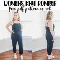 Sew up this womens knit romper from this free pattern for the perfect outfit for all seasons. Perfect for layers and all temperatures, this knit romper is the perfect closet staple. This free pdf pattern will give you everything you need to sew a cute knit romper.