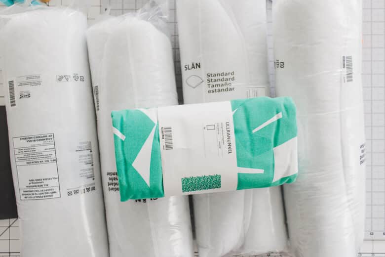 supplies for sewing a DIY pillow mat