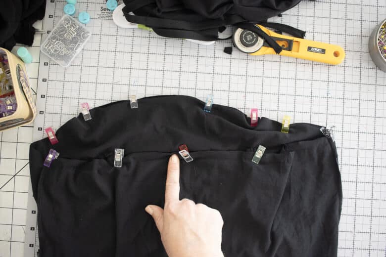 pin two tops together at top line