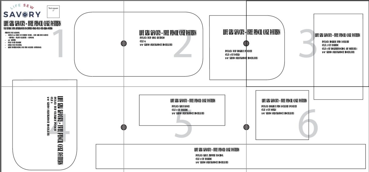 layout guide for zippered pencil case