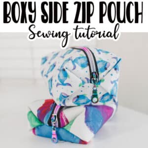 Boxy Side Zip Pouch tutorial learn how to sew a boxy side zip pouch with this tutorial. Cute boxy sides and a great shape, this zip pouch is adorable and functional. Simple sewing tutorial and easy zipper sewing.