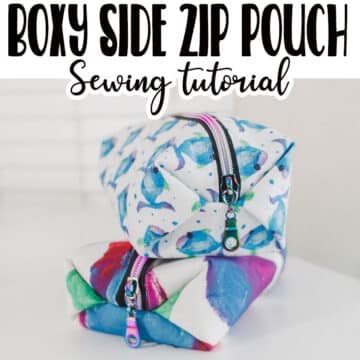 learn how to sew a boxy side zip pouch with this tutorial. Cute boxy sides and a great shape, this zip pouch is adorable and functional. Simple sewing tutorial and easy zipper sewing.