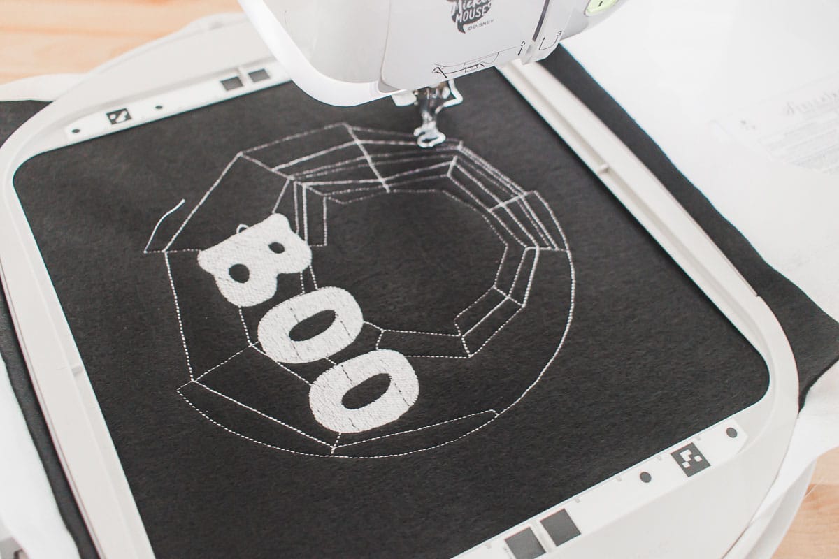 stitch out design with white thread
