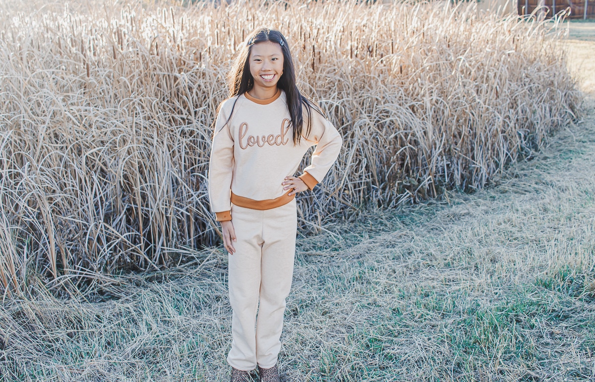 fall sweatsuit sewn from free pdf patterns