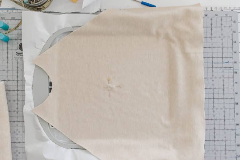 hoop fabric with sticky stabilizer