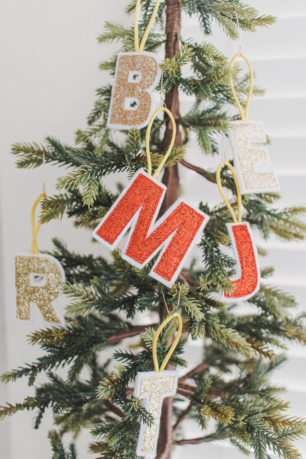 felt Christmas ornament with glitter and felt