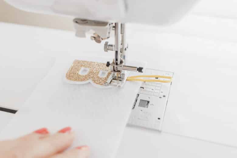 sew around outside of the letter