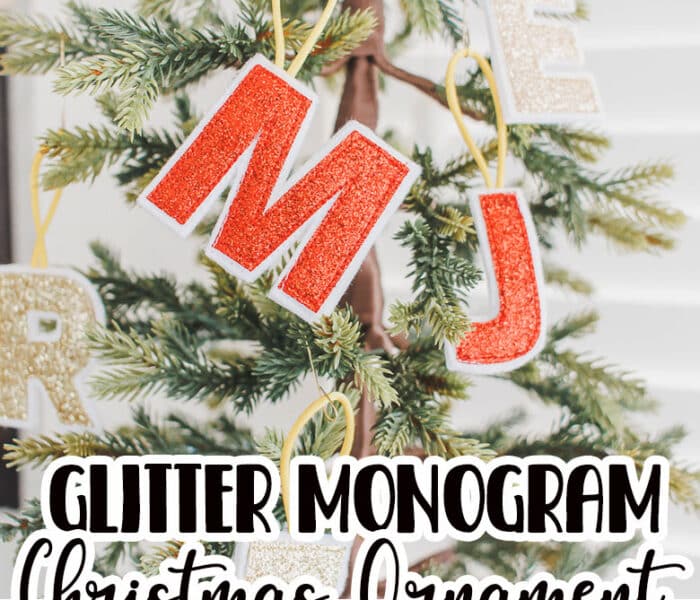 Learn how to make these cute DIY Felt glitter monogram ornaments. You can make with any letter in any sizes for a beautiful and easy ornament. Easy Christmas ornament tutorial.