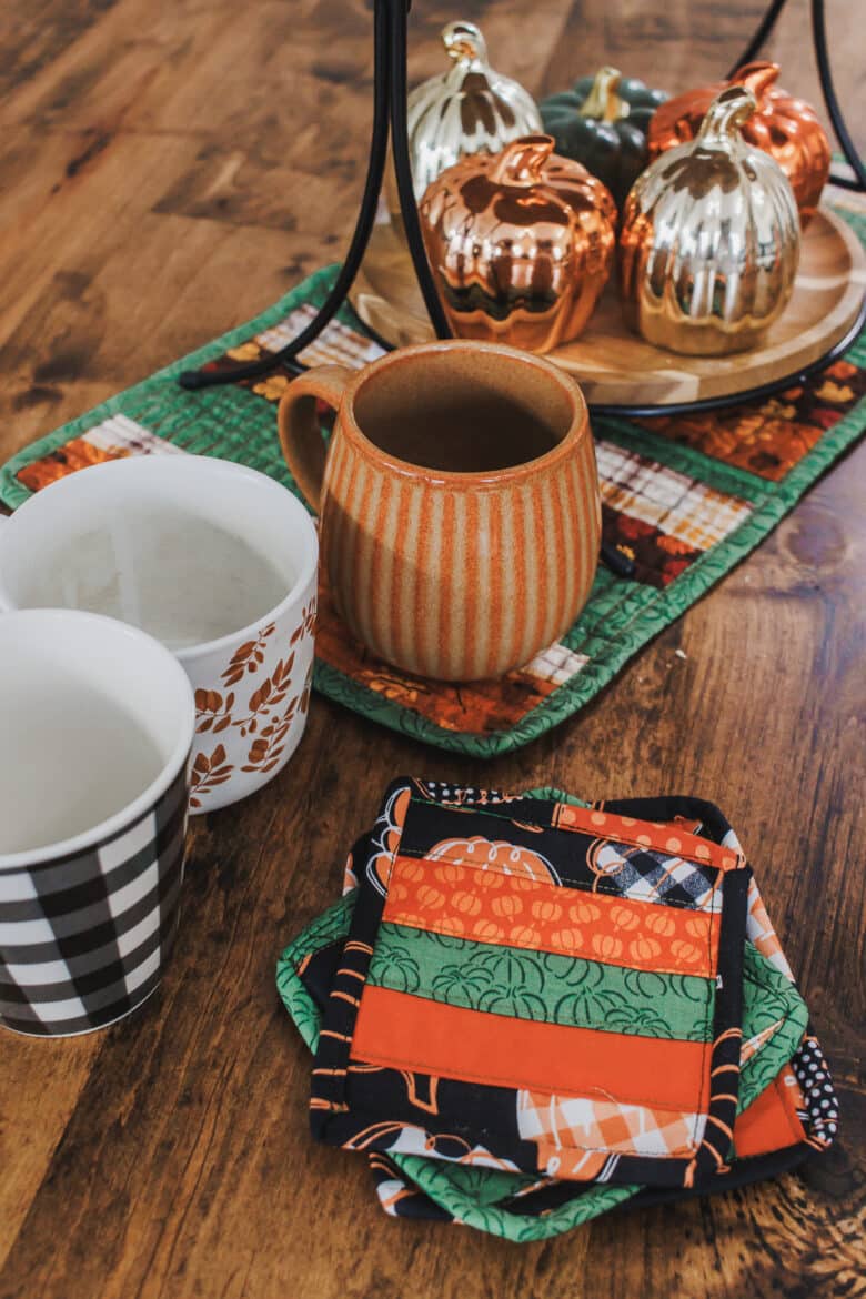 quilt as you go fall mug rugs