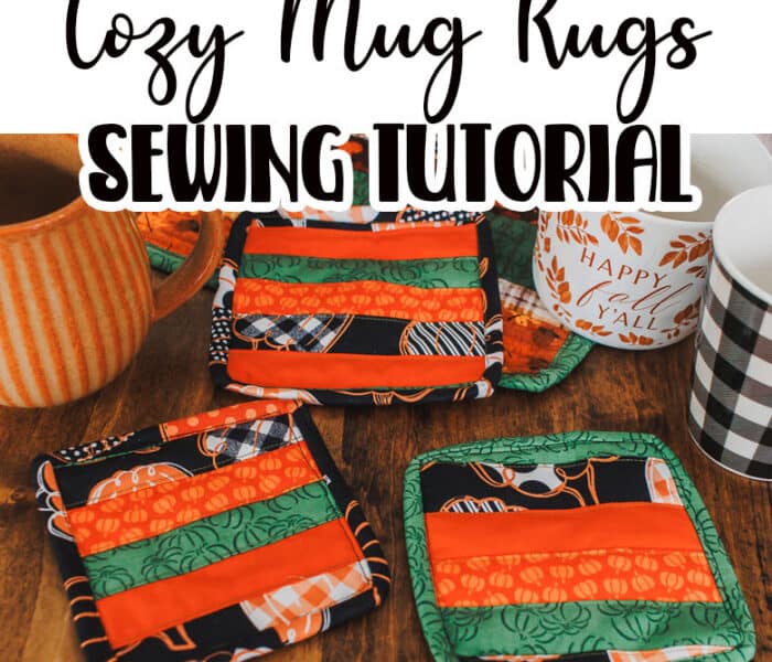 Learn how to sew fall mug rugs with this sewing tutorial. These quilt as you go mug rugs are easy to sew and turn out beautifully. Fun sewing tutorial and project.