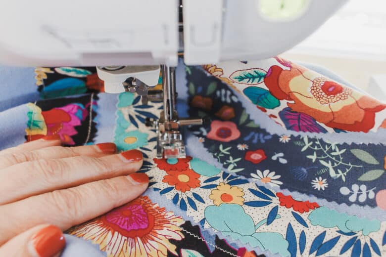 maneuver the sweatshirt around to stitch