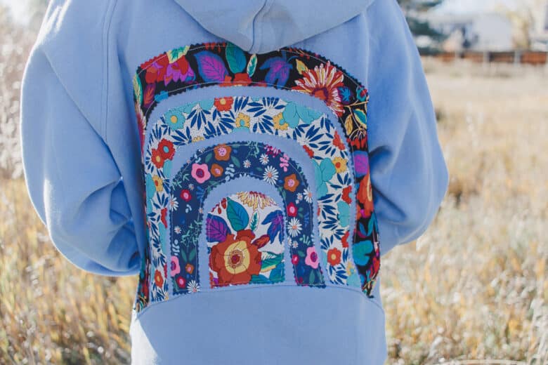 rainbow fabric on the back of your sweatshirt