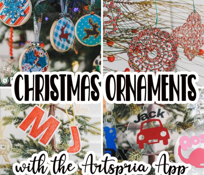 Lots of DIY Christmas ornament inspiration with the Brother Artspira App. There are so many ways to design ornaments within the app, vinyl, embroidery, sublimation and more! Links to tutorials and ideas.