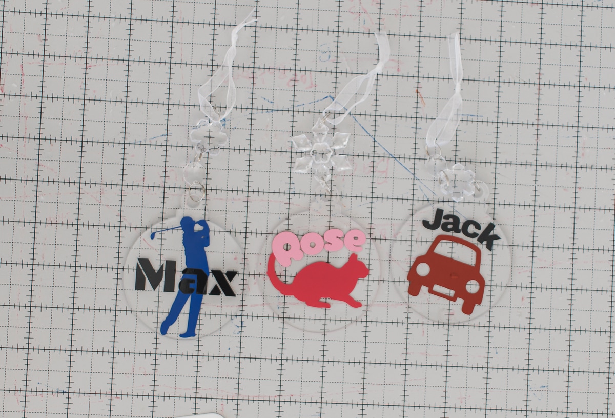 custom acrylic disc ornaments made with the Artspira App