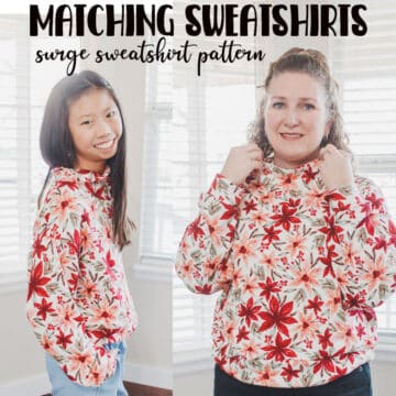 mommy and me matching sweatshirts for christmas with the surge sweatshirt pattern and cozy waffle knit