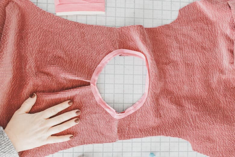 sew in fold closest to neckline