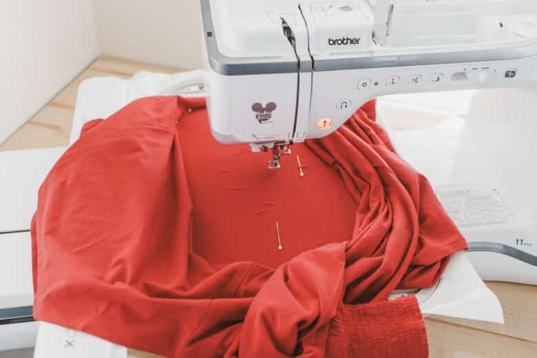 set up shirt in hoop