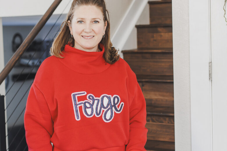 custom team sweatshirt with double layer applique