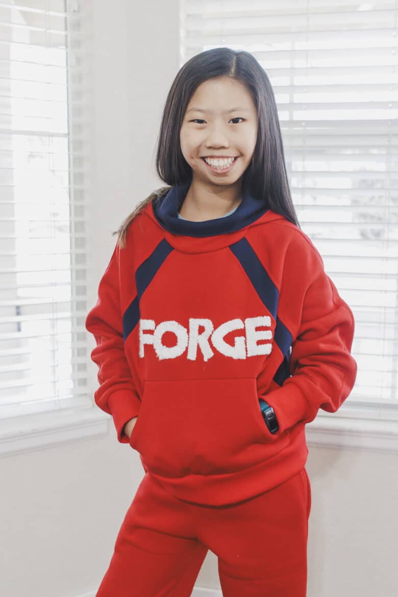 team spirit sweats outfit with yarn couching