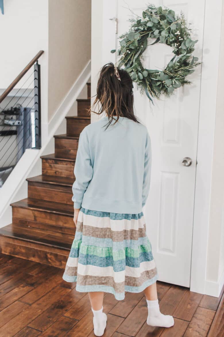 dress with a sweatshirt top