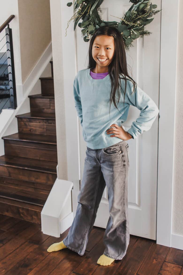 sweatshirt on girl with jeans