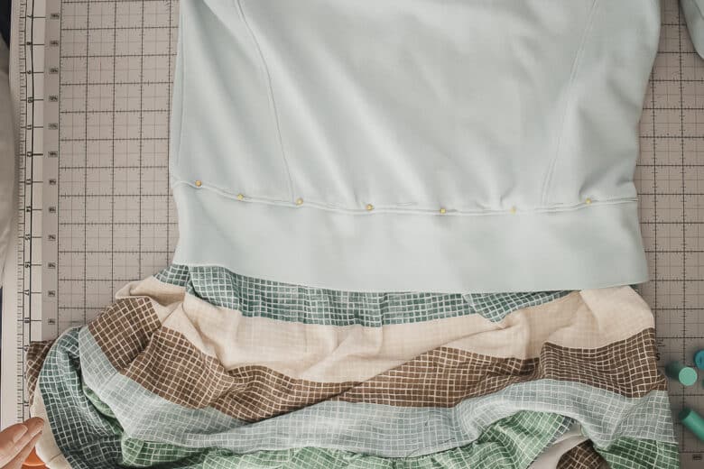 sew on previous seam line