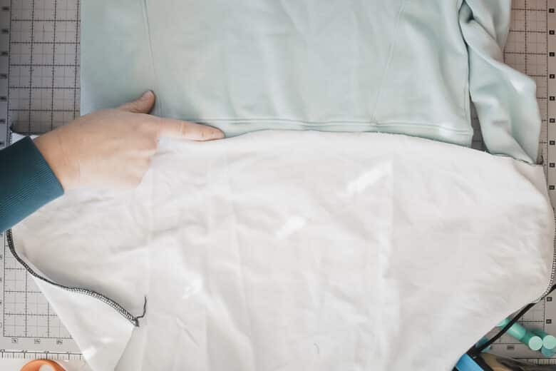 gather top tier to match the bottom of the sweatshirt