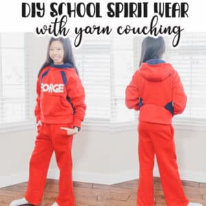 a fun tutorial to create a DIY school spirit sweatshirt with yarn couching. Make a personalized school shirt for adorable results. Yarn couching creates cozy sweatshirts.