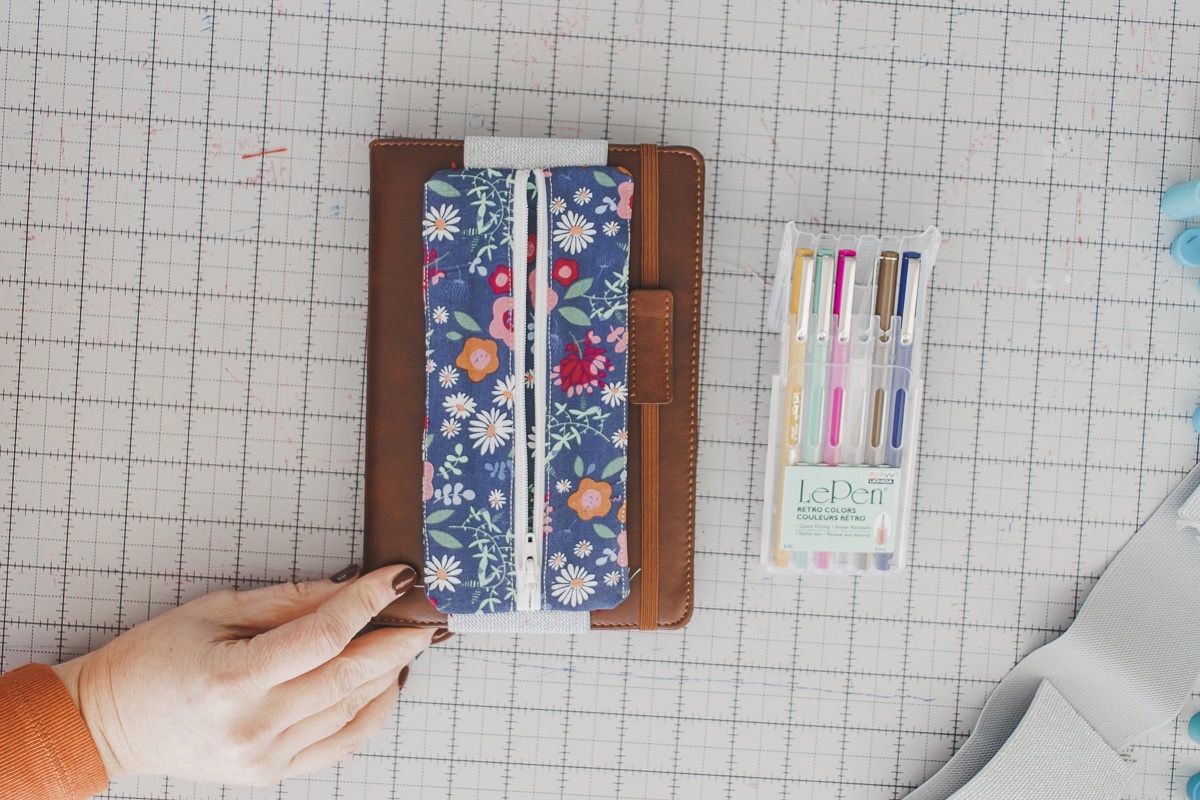 zippered pen holder for a journal