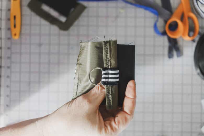 attach ribbon to top edge of pocket