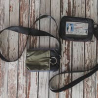 double zipper wallet for lanyards with multi-pockets and clear window for ID.