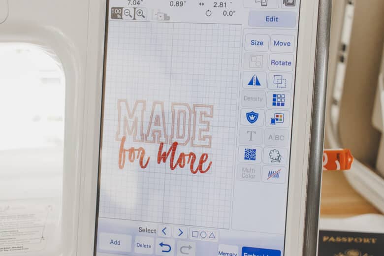 design created on machine screen