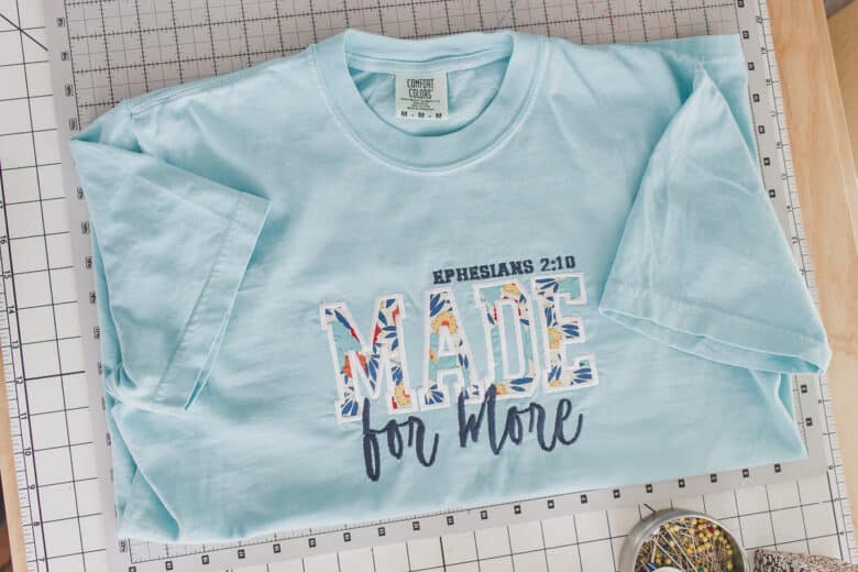 Made for More applique and embroidery t-shirt