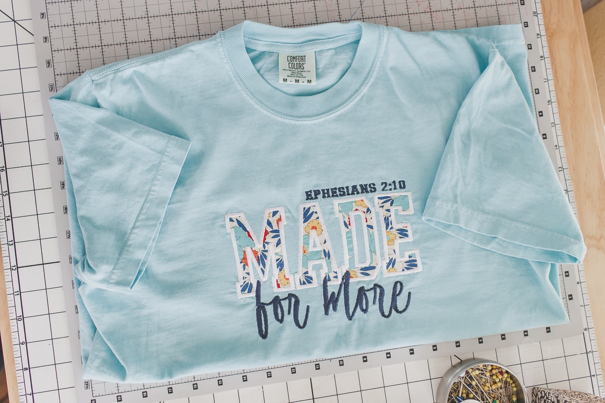 Made for More applique and embroidery t-shirt