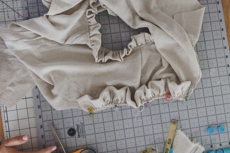 clip to shoulder and sew