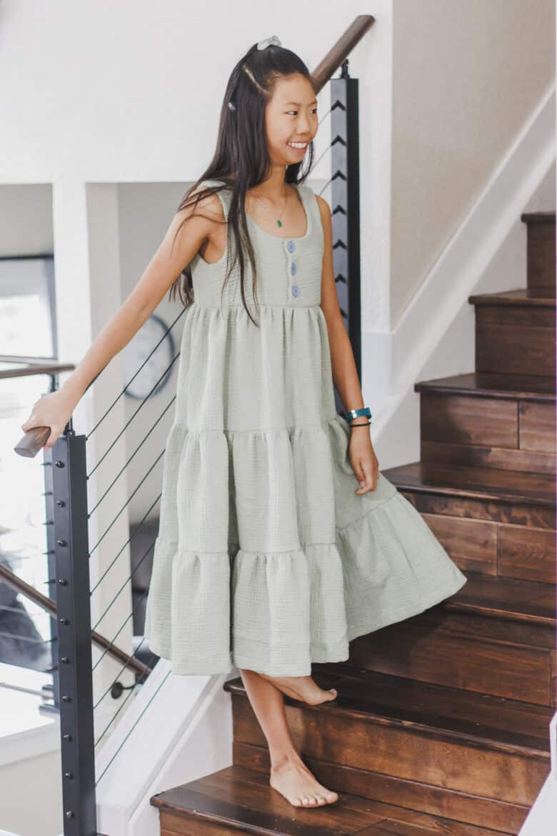 double gauze tank dress from a free sewing pattern