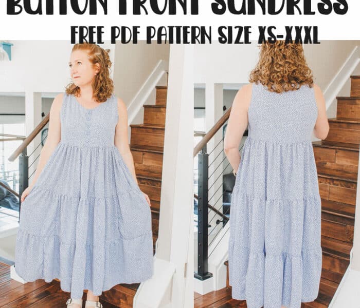 button front tank dress sewing pattern and tutorial