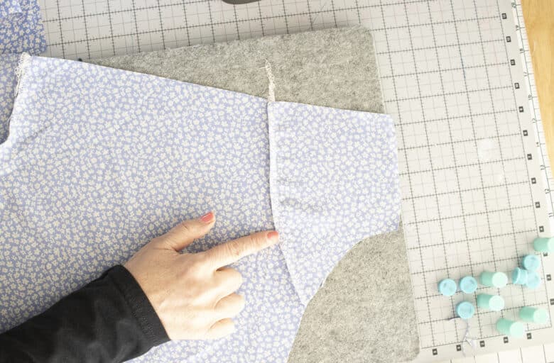 press seams towards main body