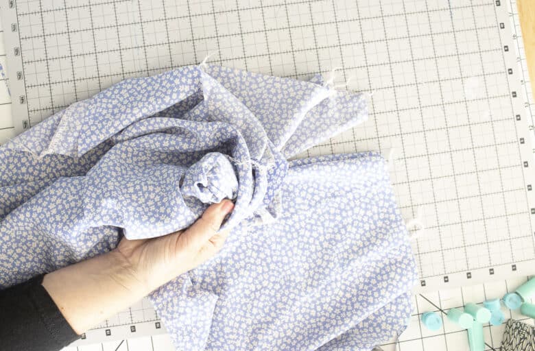 pull front pieces through shoulder