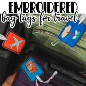 Learn how to make an embroidered bag tag for travel with this sewing tutorial. Create a fun tag for your suitcase with this embroidery tutorial. Never confuse your suitcase again.