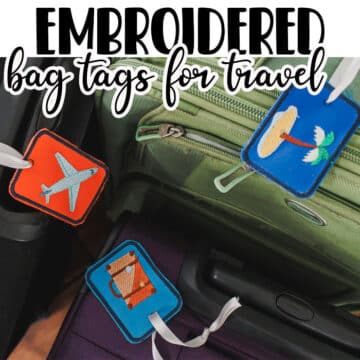 Learn how to make an embroidered bag tag for travel with this sewing tutorial. Create a fun tag for your suitcase with this embroidery tutorial. Never confuse your suitcase again.